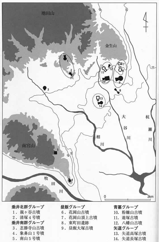 濃尾平野の古墳　不破古墳群の分布